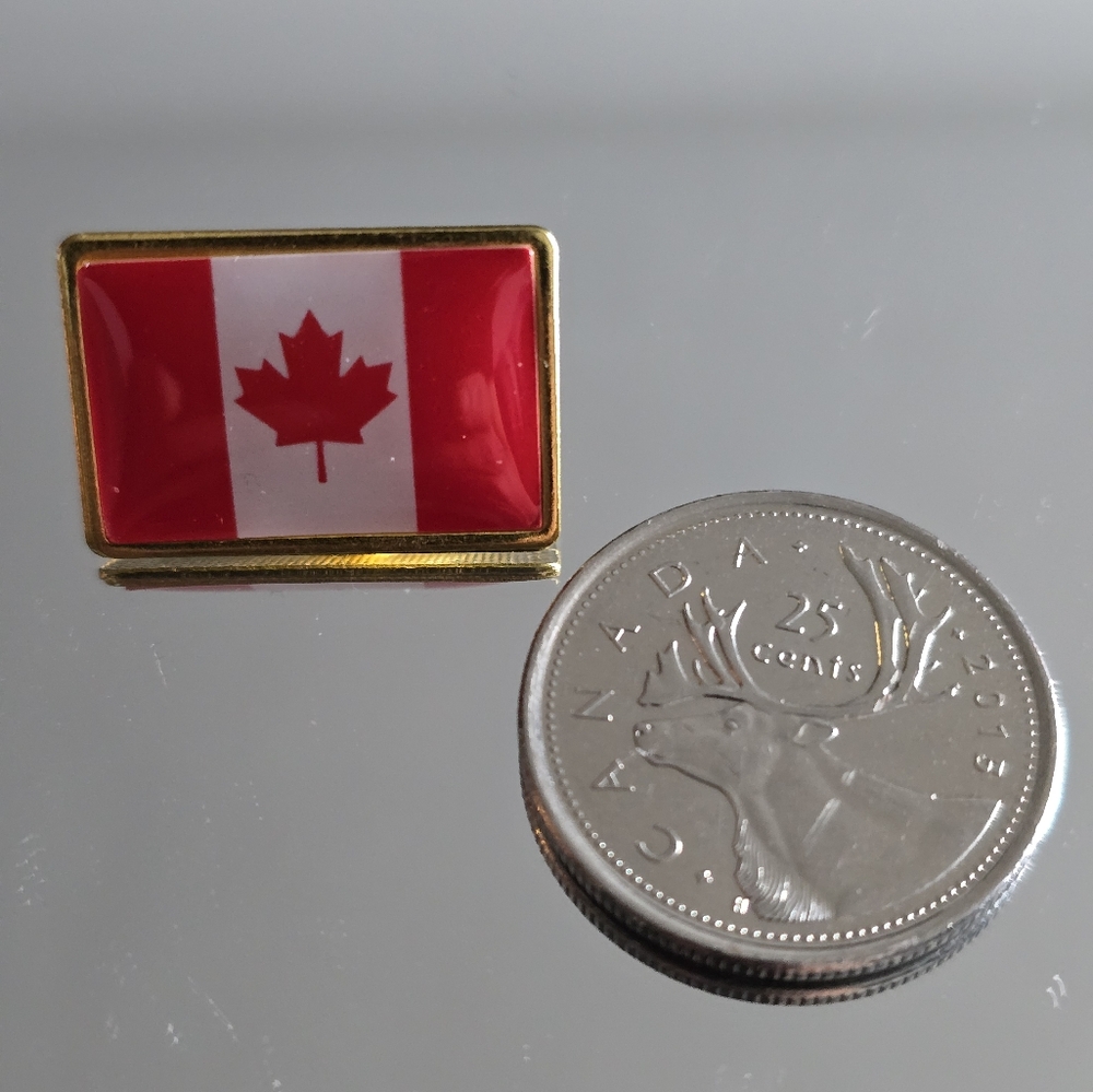 Canadian Flag Pin with Gold Trim